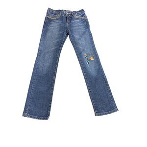 Timberland Girls Embroidered Denim Jeans Size 12 Straight Leg Blue